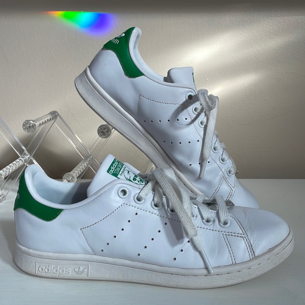 Adidas Stan Smith Leather Tennis Sneaker Green White Mens US 7.5